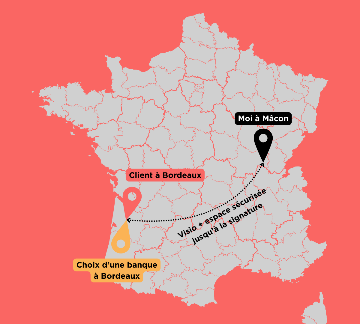 Carte de France : Loany, Jérôme Guilloux, courtier à distance pour un crédit à Bordeaux